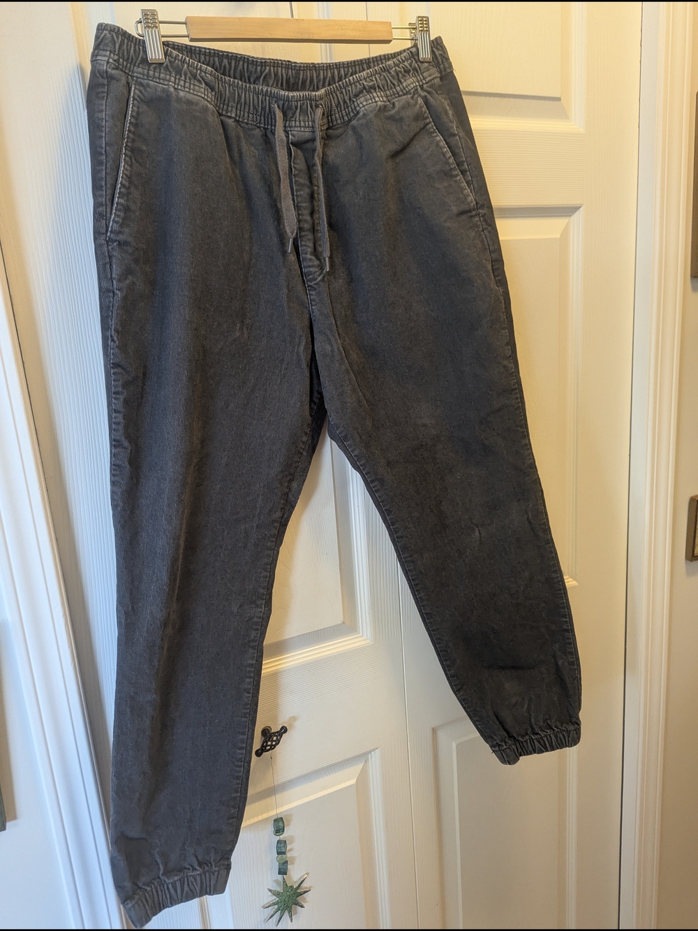 Men's Casual Drawstring Jogger Pants - Charcoal Corduroy